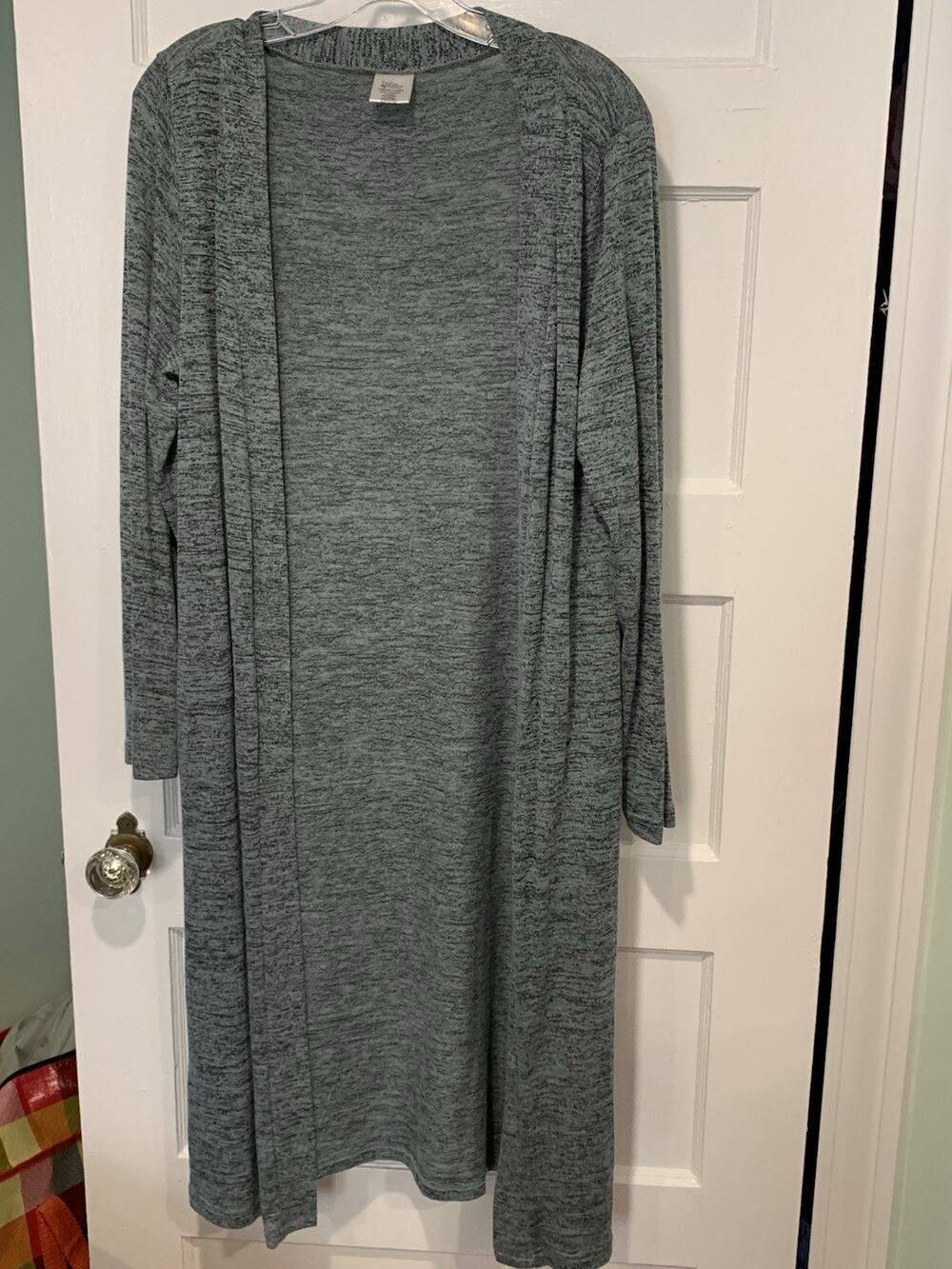 Hello Mello Long Lightweight Open Front Green Cardigan Duster Women's Medium